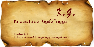 Kruzslicz Gyöngyi névjegykártya